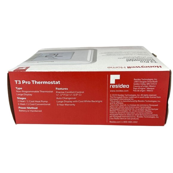 NEW Honeywell Home T3 Pro Non-Programmable Thermostat 1 Heat 1 Cool Sealed Box - Picture 4 of 6